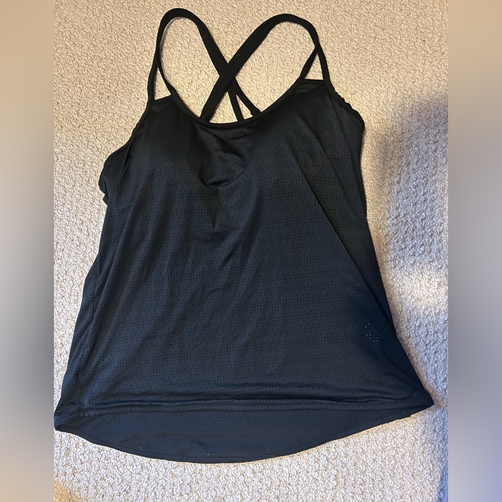Athleta Black Strappy Women's Active Tank Top with built in bra